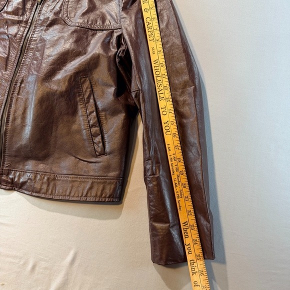 Vintage Sears The Leather Shop Brown Leather Jacket Men's 42 Reg Zip Front - Picture 15 of 16